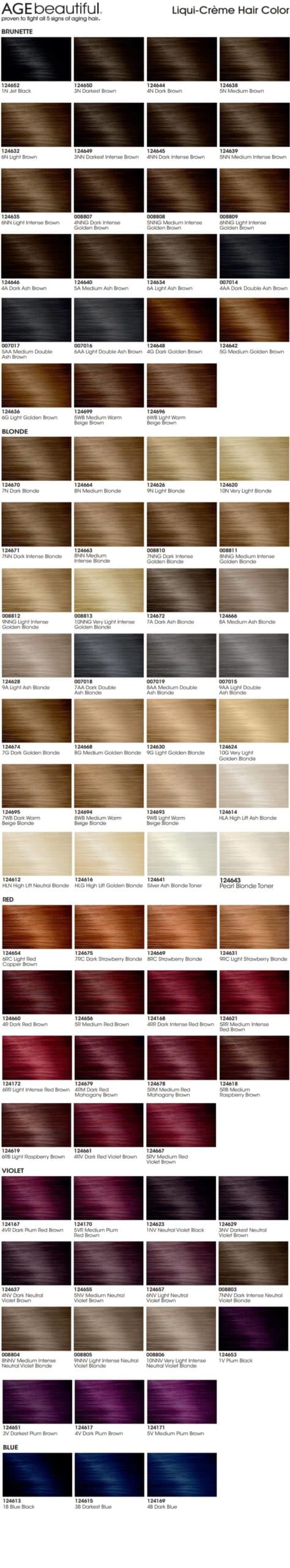AGEbeautiful Hair Color Shade Chart